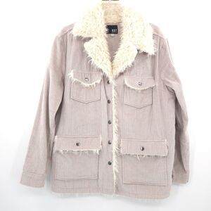 Kut from the Kloth corduroy faux fur shacket Size L beige barn jacket coat‎